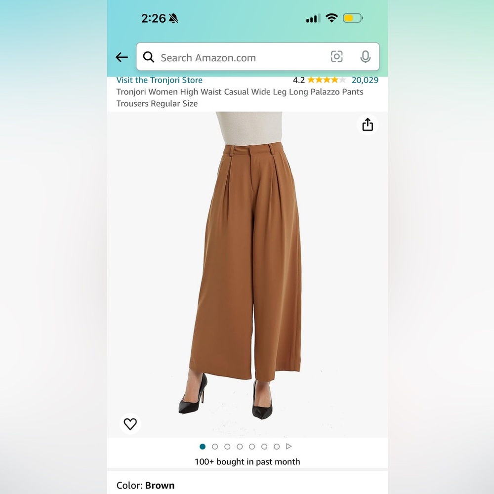 Amazon- Tronjori High Waisted Brown Trousers